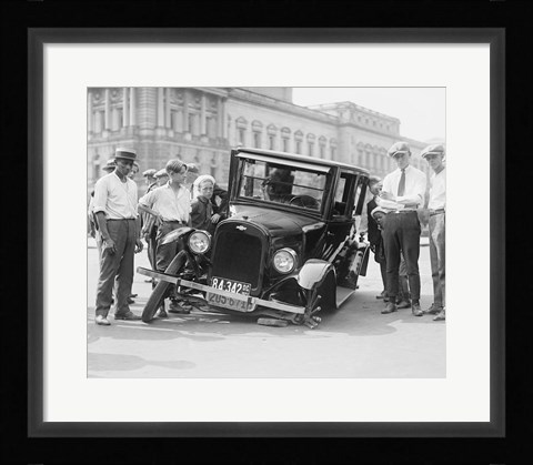 Framed Auto Wreck, USA, 1923 Print