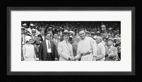 Framed US President Calvin Coolidge Presenting the American League Diploma to Walter Johnson Print