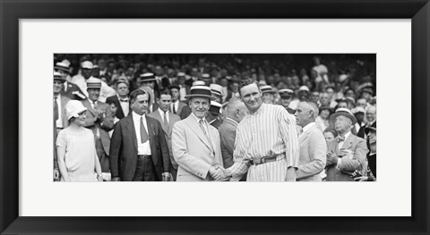 Framed US President Calvin Coolidge Presenting the American League Diploma to Walter Johnson Print