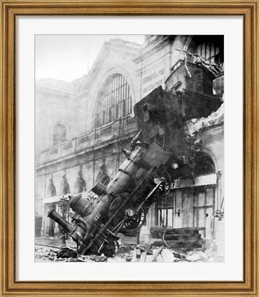 Framed Train Wreck at Montparnasse 1895 Print