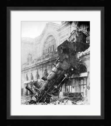 Framed Train Wreck at Montparnasse 1895 Print