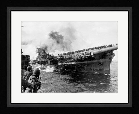 Framed Attack on Carrier USS Franklin March 1945 Print