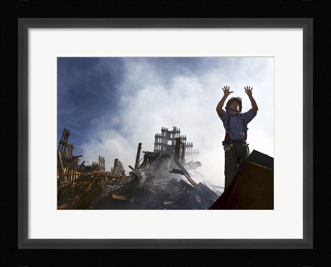 Framed New York City Fireman Calls for 10 More Rescue Workers, World Trade Center Print