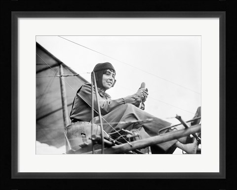Framed Aviator Helene Dutrieu Seated in Her Airplane Print
