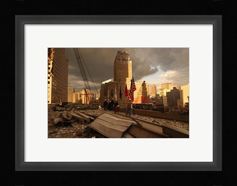 Framed Debris On Surrounding Roofs at the site of the World Trade Center Print