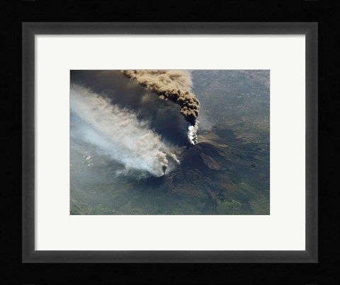 Framed Mt. Etna Eruption seen from the International Space Station Print
