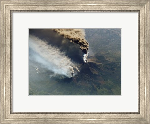 Framed Mt. Etna Eruption seen from the International Space Station Print