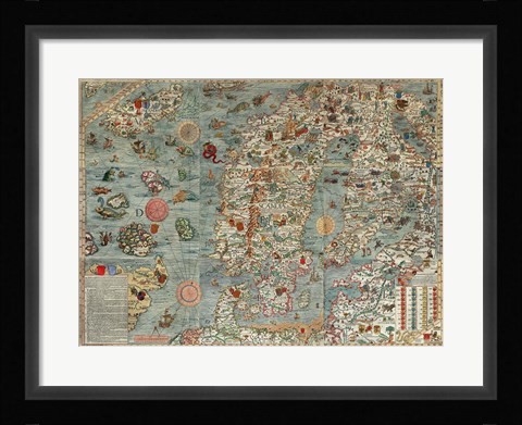 Framed Carta Marina, Map of Scandinavia Print