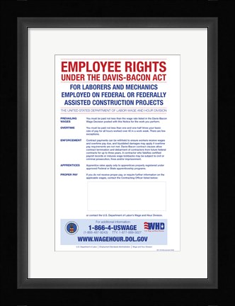 Framed Employee Rights Under the Davis-Bacon Act Print