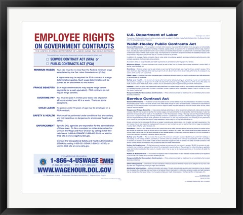 Framed Employee Rights on Government Contracts 2012 Print