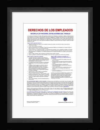 Framed Employee Rights Spanish Version Print