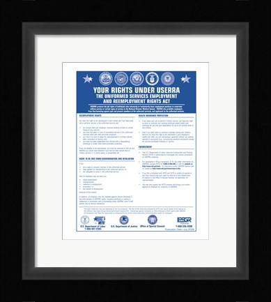 Framed USERRA Uniformed Services Employment and Reemployment Rights Act Print