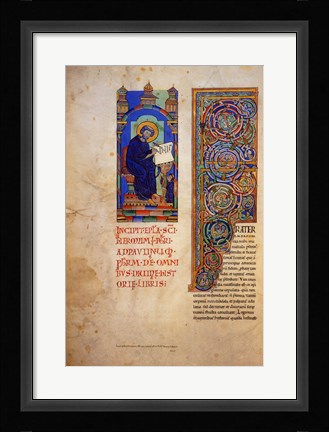 Framed St Jerome with the Decorated Initial to His Prologue Print