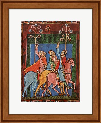 Framed St. Albans Psalter, The Three Magi following the star Print