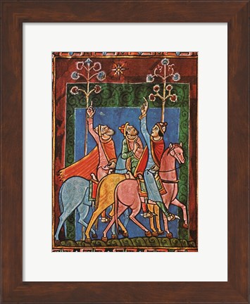 Framed St. Albans Psalter, The Three Magi following the star Print