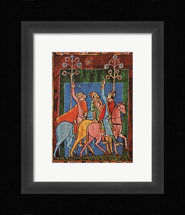 Framed St. Albans Psalter, The Three Magi following the star Print