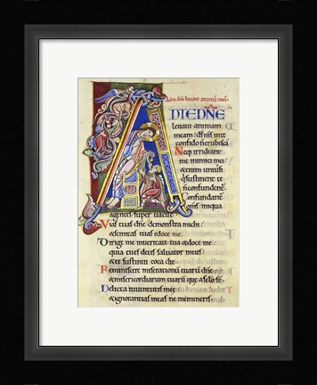 Framed Psalm 24, Initial A. In Albani Psalter Print