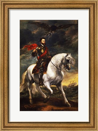 Framed Portrait of Charles V, Holy Roman Emperor, on Horseback Print