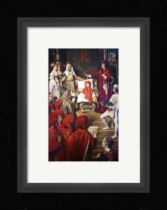 Framed Philip I, the Handsome, Conferring the Order of the Golden Fleece on his Son Charles of Luxembourg Print