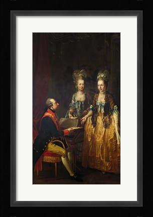Framed Portrait of Emperor Joseph II at the Piano with His Sisters Maria Anna and Maria Elisabeth Print