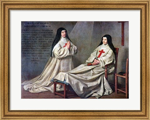 Framed Mother Catherine-Agnes Arnault and Sister Catherine de Sainte Suzanne de Champaigne Print
