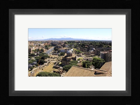 Framed View of Monument to Vittorio Emanuele II to Forum Romanum and Colosseum, Rome, Italy Print