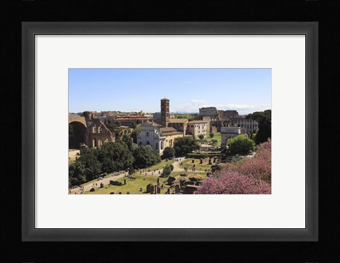 Framed Look from Palatine Hill Francesca Romana, Arch of Titus and Colosseum, Rome, Italy Print