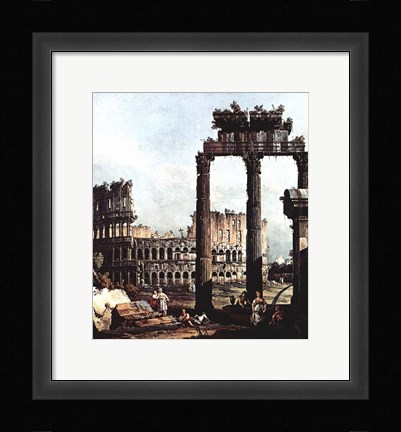 Framed Colosseum and the ruins of the Temple of Castor et Pollux Print