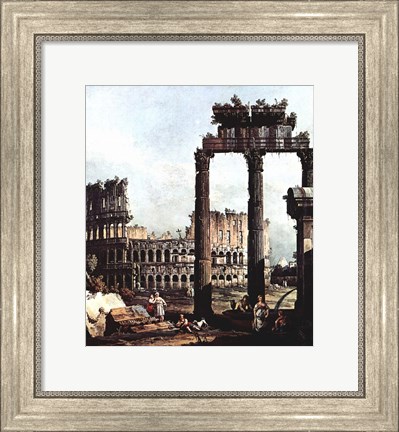 Framed Colosseum and the ruins of the Temple of Castor et Pollux Print