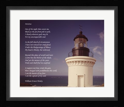 Framed Invictus Poem (lighthouse) Print