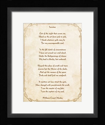Framed Invictus Poem Print