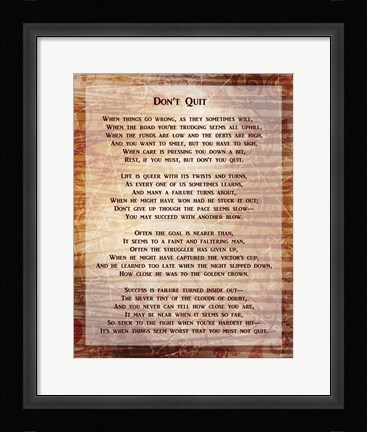 Framed Don't Quit Poem Print