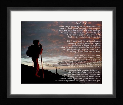 Framed Don't Quit - hiker Print