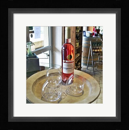 Framed Taster Glass Around a Bottle of Ventoux Rose Print