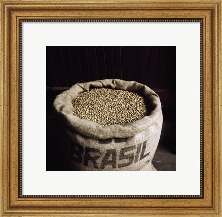 Framed Coffee Beans in a Burlap Sack Print