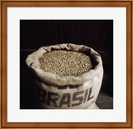 Framed Coffee Beans in a Burlap Sack Print