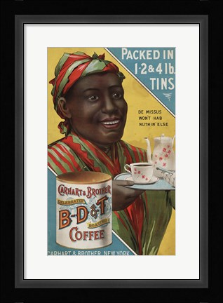 Framed Carhart &amp; Brother Celebrated B-D &amp; T Roasted Coffee Print
