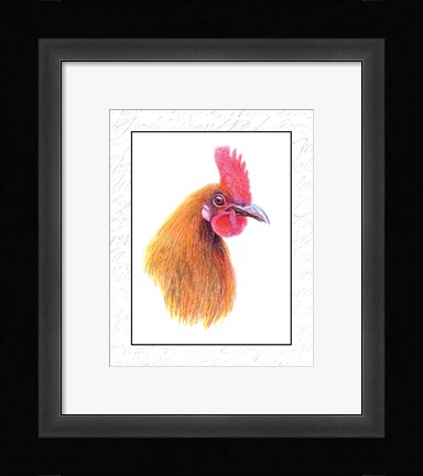 Framed Rooster Insets I Print