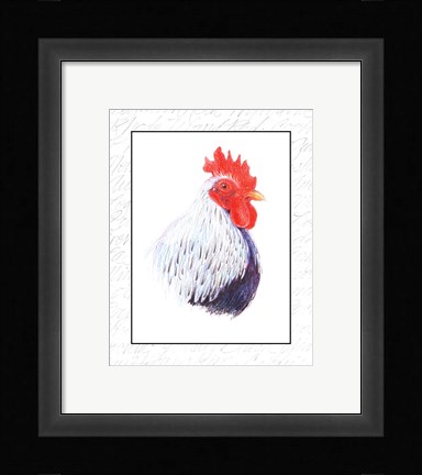 Framed Rooster Insets II Print