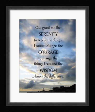 Framed Serenity Prayer - skies Print