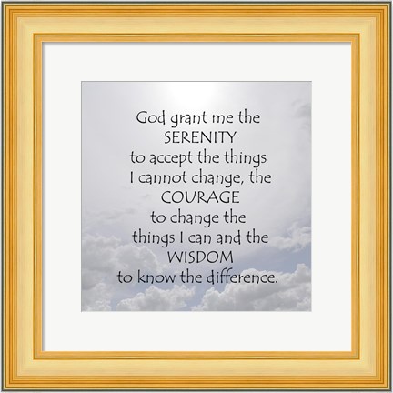 Framed Serenity Prayer - clouds Print