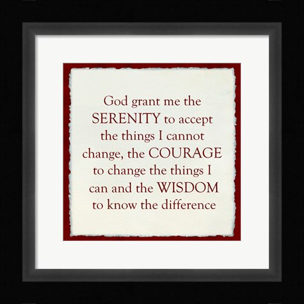 Framed Serenity Prayer - red border Print