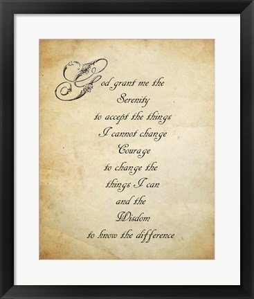 Framed Serenity Prayer - quote Print