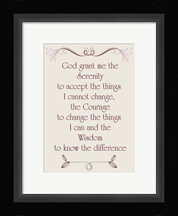 Framed Serenity Prayer quote Print