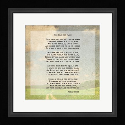 Framed Robert Frost Road Less Traveled Poem Print