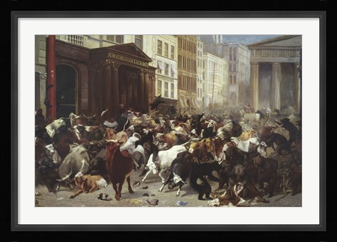 Framed Wall Street: Bulls &amp; Bears Print