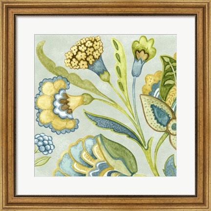 Framed Decorative Golden Bloom I Print