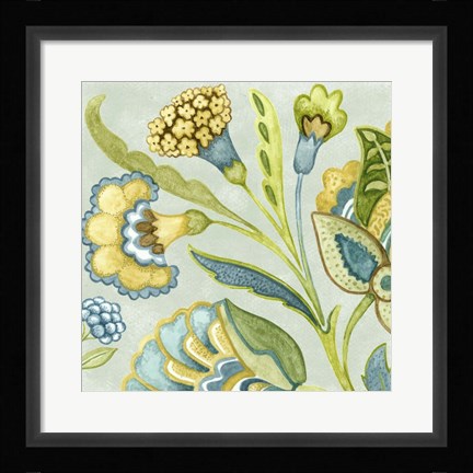 Framed Decorative Golden Bloom I Print