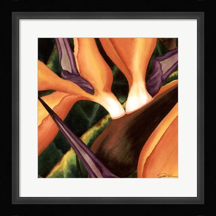 Framed Bird Of Paradise Tile II Print