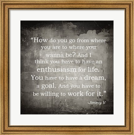 Framed Enthusiasm Jimmy V Quote Print